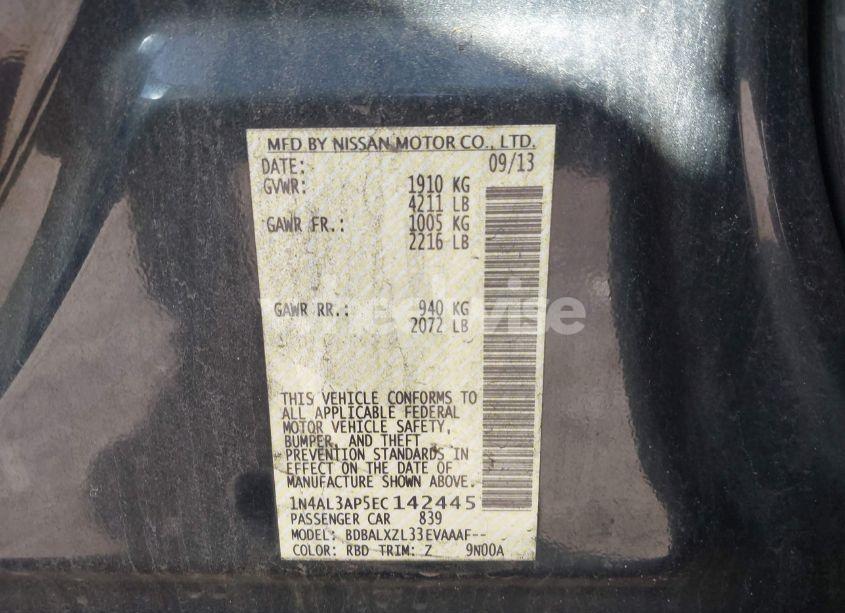 Photo 9 of 2014 Nissan Altima 2.5 SL (VIN 1N4AL3AP5EC142445)