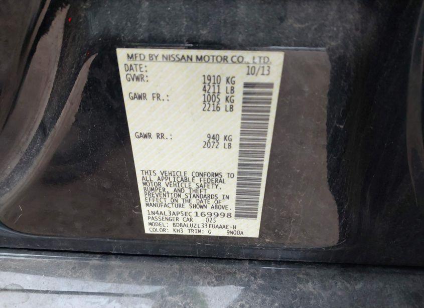 Photo 9 of 2014 Nissan Altima 2.5 SV (VIN 1N4AL3AP5EC169998)