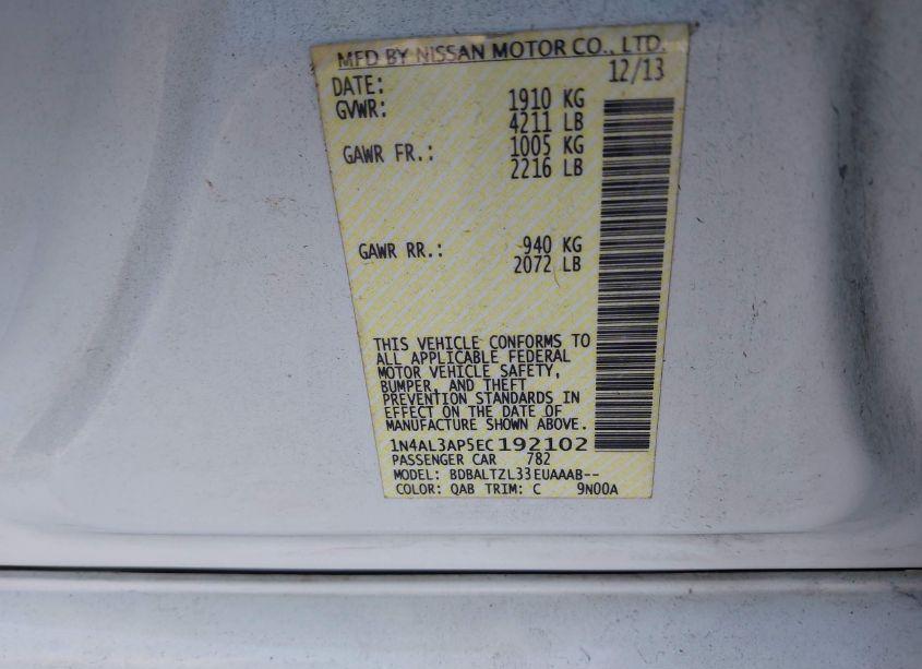 Photo 9 of 2014 Nissan Altima 2.5 SV (VIN 1N4AL3AP5EC192102)