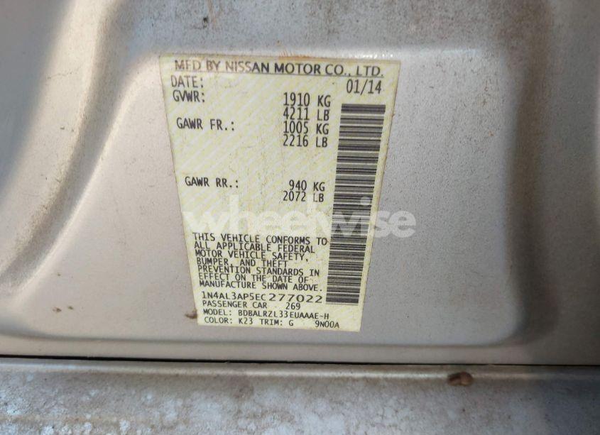 Photo 9 of 2014 Nissan Altima 2.5 S (VIN 1N4AL3AP5EC277022)