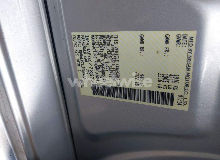 Photo 9 of 2014 Nissan Altima 2.5 S (VIN 1N4AL3AP5EC278672)