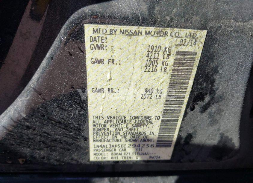 Photo 9 of 2014 Nissan Altima 2.5 S (VIN 1N4AL3AP5EC294256)