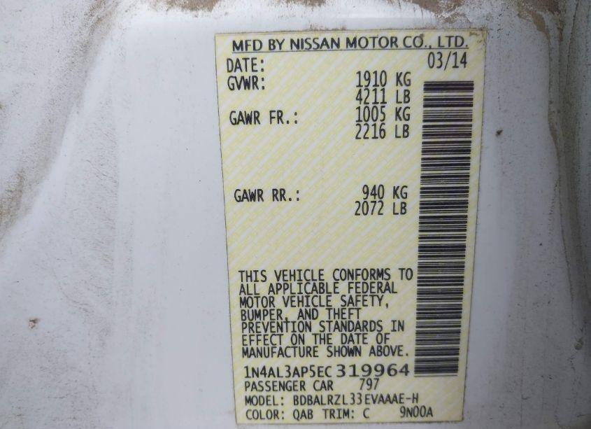 Photo 9 of 2014 Nissan Altima 2.5 S (VIN 1N4AL3AP5EC319964)