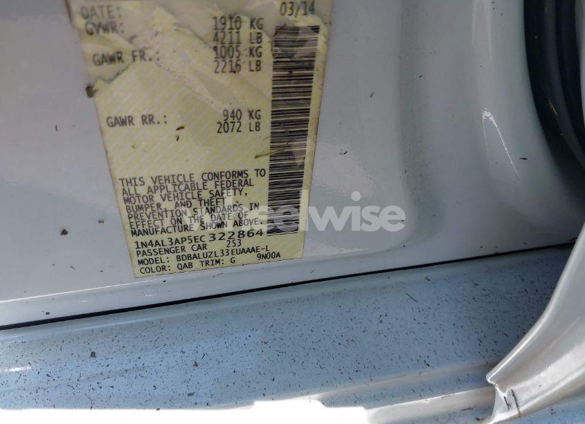 Photo 9 of 2014 Nissan Altima 2.5 SV (VIN 1N4AL3AP5EC322864)