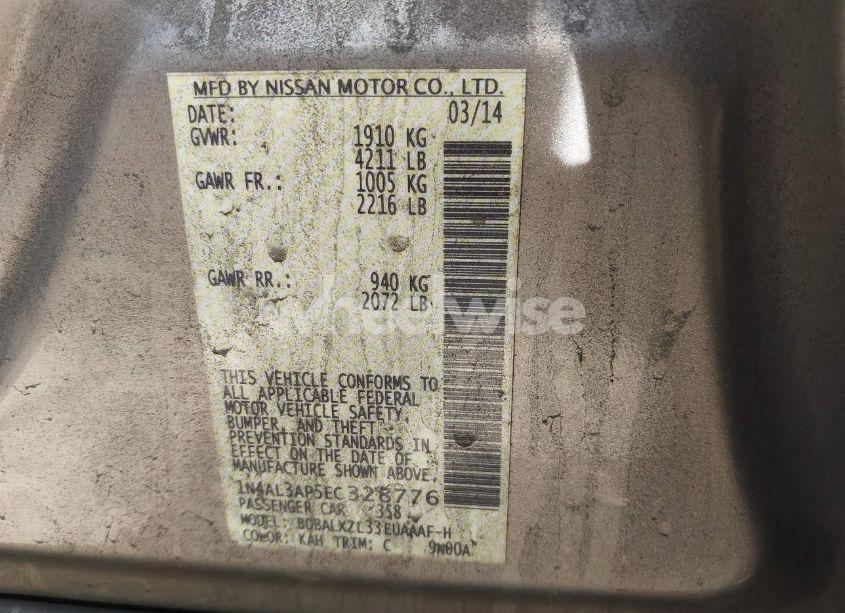 Photo 9 of 2014 Nissan Altima 2.5 SL (VIN 1N4AL3AP5EC328776)