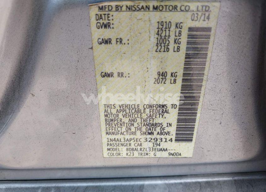 Photo 9 of 2014 Nissan Altima 2.5 S (VIN 1N4AL3AP5EC329314)