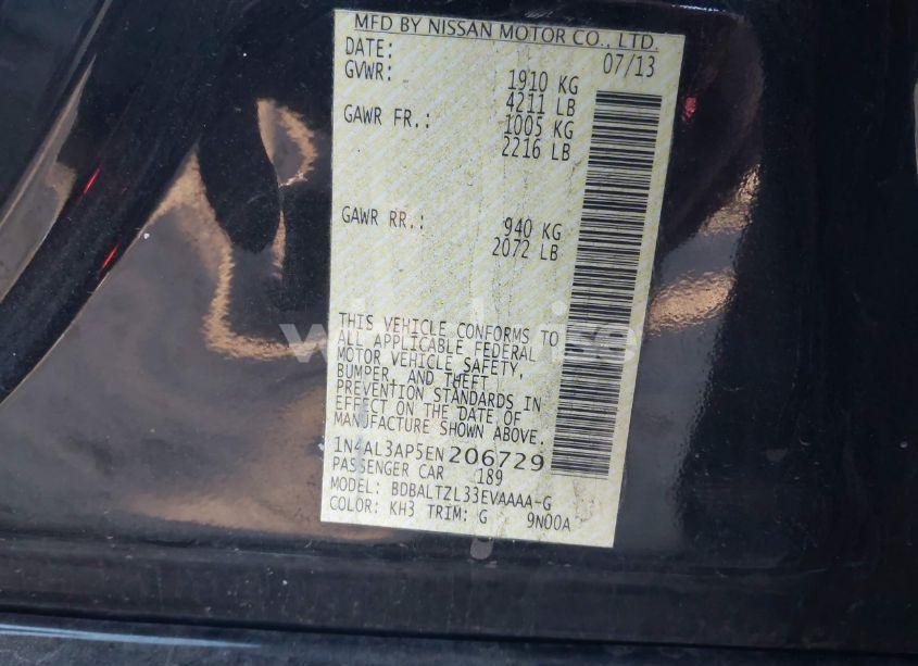 Photo 9 of 2014 Nissan Altima 2.5 SV (VIN 1N4AL3AP5EN206729)