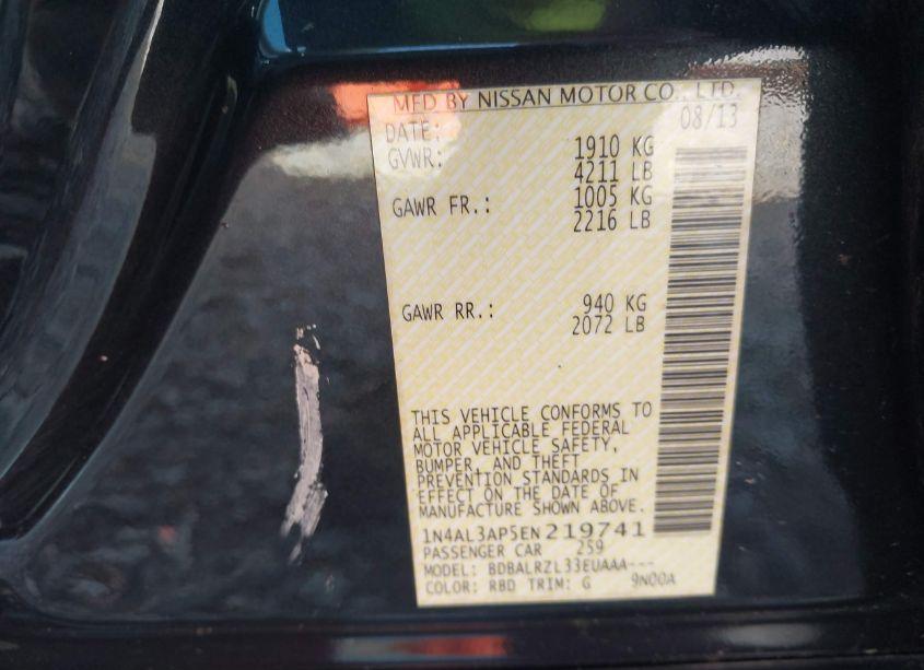 Photo 9 of 2014 Nissan Altima 2.5 S (VIN 1N4AL3AP5EN219741)