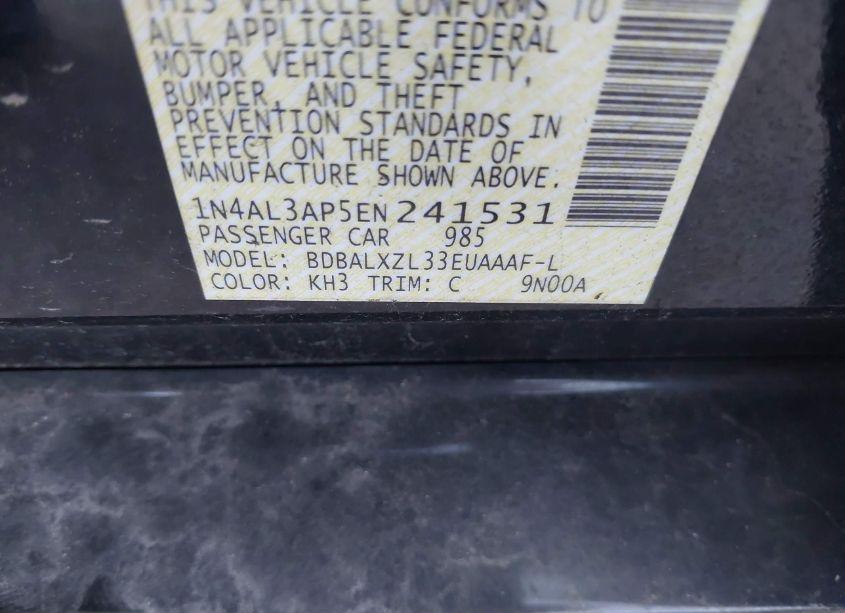 Photo 9 of 2014 Nissan Altima 2.5 SL (VIN 1N4AL3AP5EN241531)