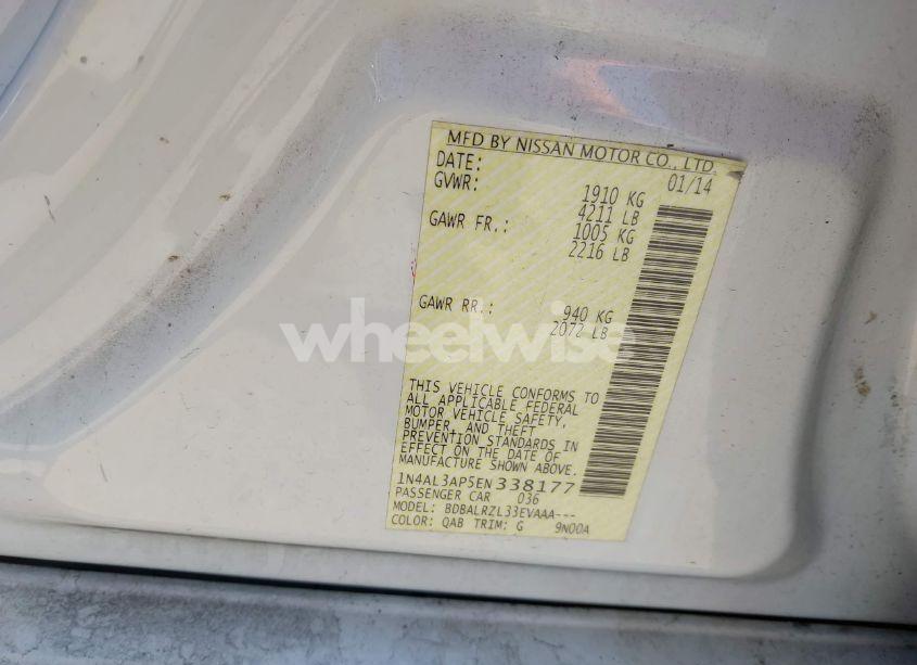 Photo 9 of 2014 Nissan Altima 2.5 S (VIN 1N4AL3AP5EN338177)