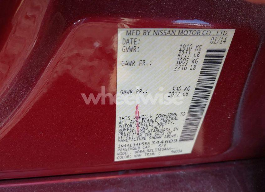 Photo 9 of 2014 Nissan Altima 2.5/2.5 S/2.5 SL/2.5 SV (VIN 1N4AL3AP5EN344609)