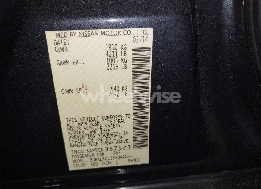 Photo 9 of 2014 Nissan Altima 2.5 S (VIN 1N4AL3AP5EN357523)