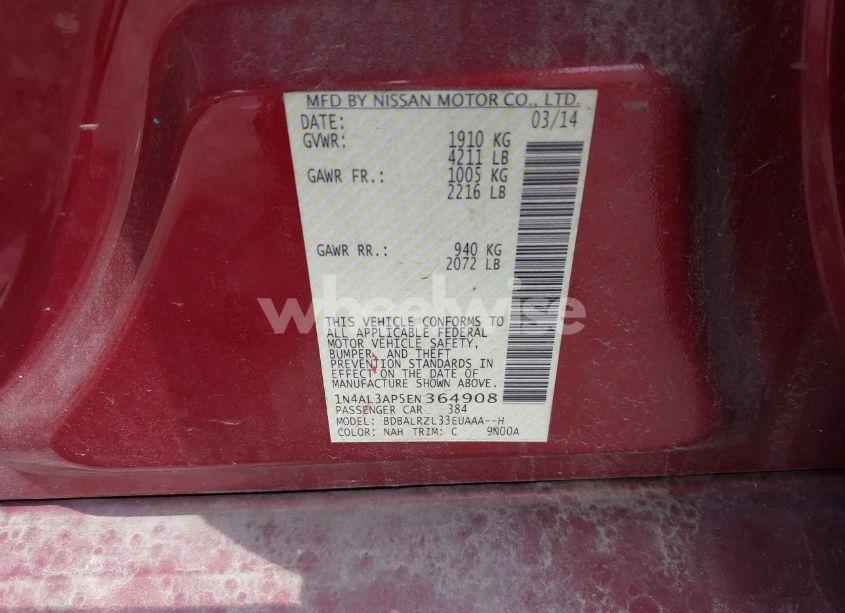 Photo 9 of 2014 Nissan Altima 2.5 S (VIN 1N4AL3AP5EN364908)