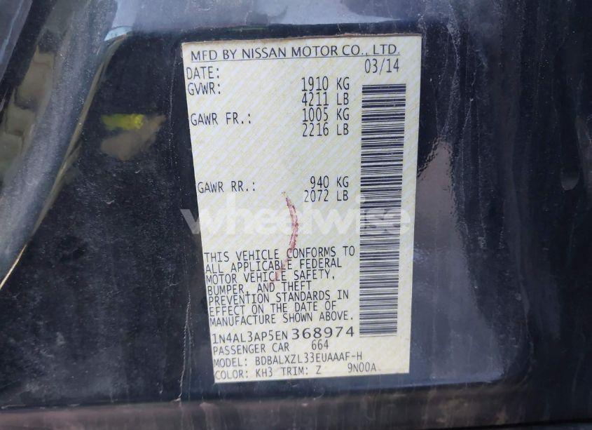 Photo 9 of 2014 Nissan Altima 2.5 SL (VIN 1N4AL3AP5EN368974)