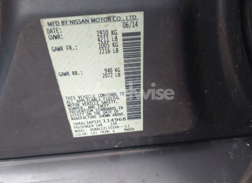 Photo 9 of 2015 Nissan Altima 2.5 S (VIN 1N4AL3AP5FC114968)