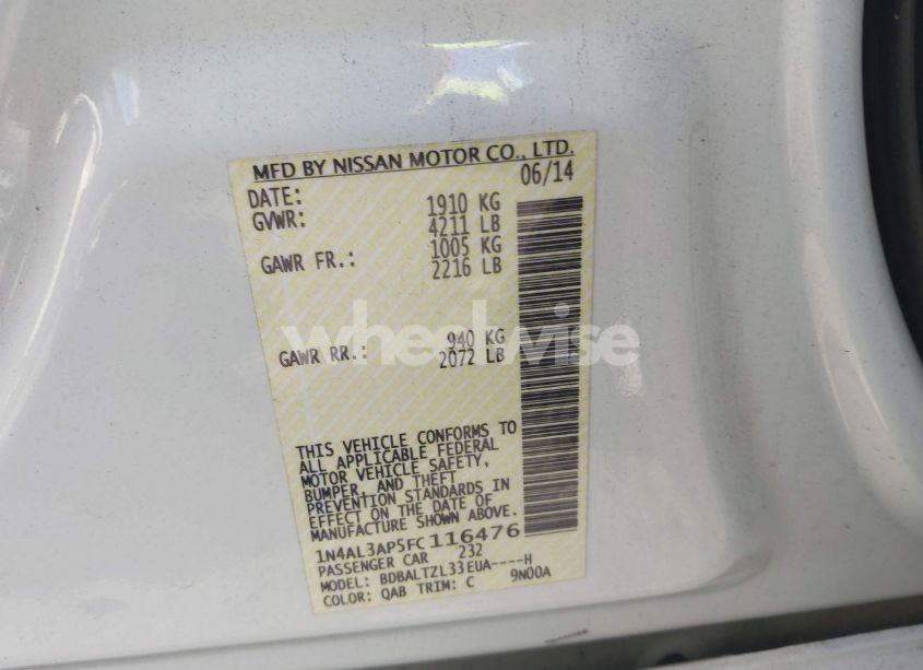 Photo 9 of 2015 Nissan Altima 2.5 SL (VIN 1N4AL3AP5FC116476)