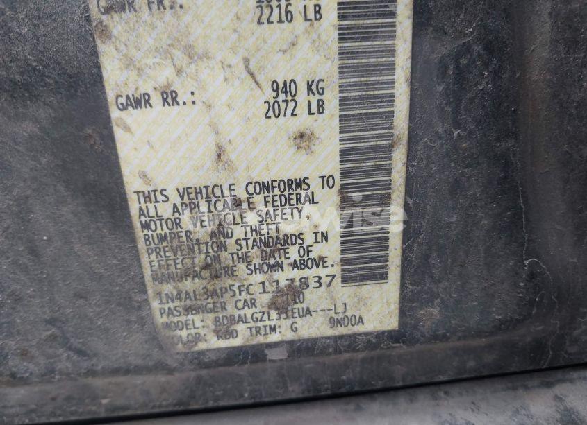 Photo 9 of 2015 Nissan Altima 2.5 S (VIN 1N4AL3AP5FC117837)