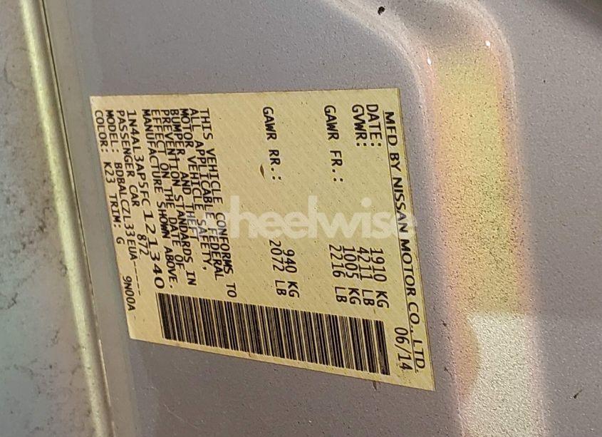 Photo 9 of 2015 Nissan Altima N/A (VIN 1N4AL3AP5FC121340)