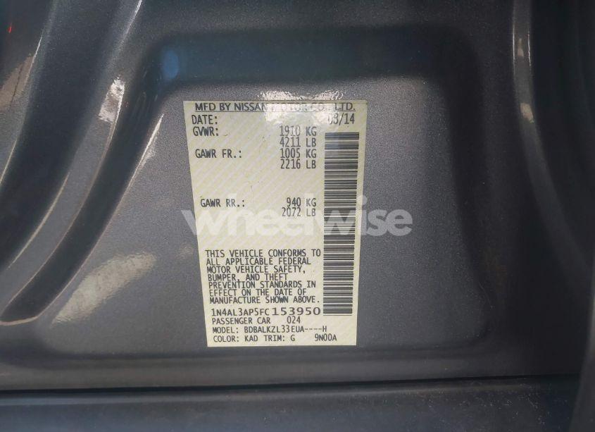 Photo 9 of 2015 Nissan Altima 2.5 SV (VIN 1N4AL3AP5FC153950)