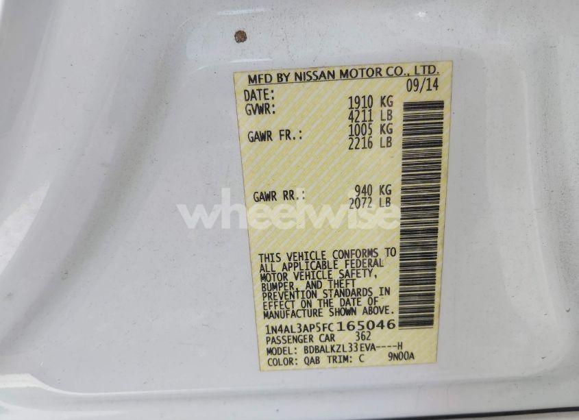 Photo 9 of 2015 Nissan Altima 2.5 SV (VIN 1N4AL3AP5FC165046)