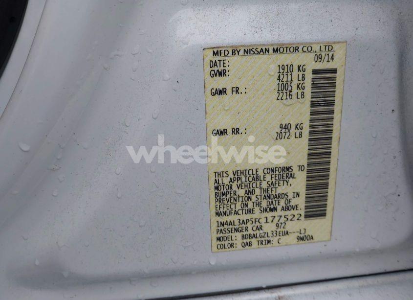 Photo 9 of 2015 Nissan Altima 2.5 S (VIN 1N4AL3AP5FC177522)