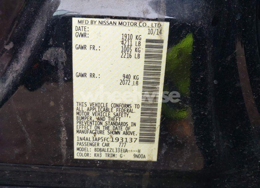 Photo 9 of 2015 Nissan Altima 2.5 S (VIN 1N4AL3AP5FC193137)
