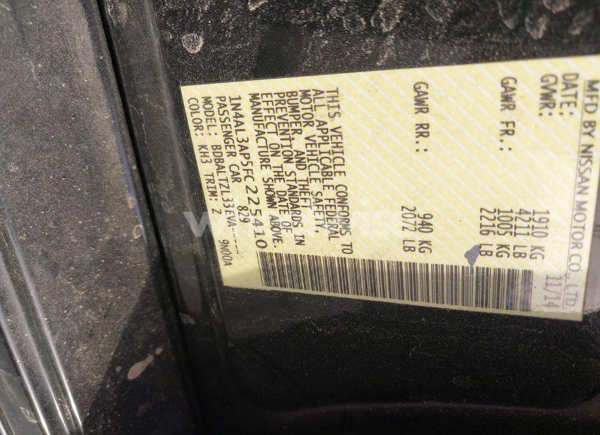 Photo 9 of 2015 Nissan Altima 2.5 SL (VIN 1N4AL3AP5FC225410)