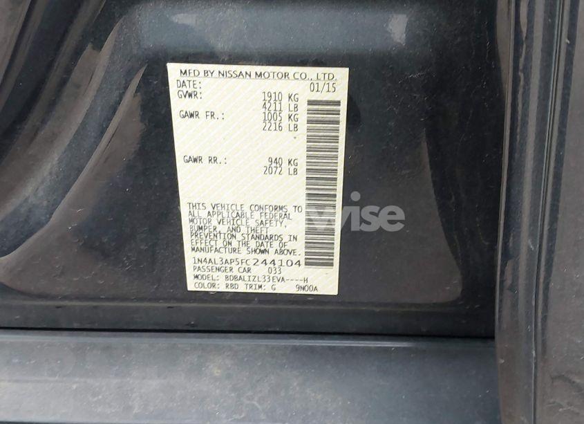 Photo 9 of 2015 Nissan Altima 2.5 SV (VIN 1N4AL3AP5FC244104)