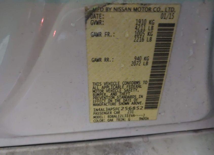 Photo 9 of 2015 Nissan Altima 2.5 SV (VIN 1N4AL3AP5FC256852)