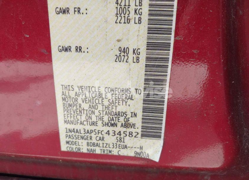 Photo 9 of 2015 Nissan Altima 2.5 SV (VIN 1N4AL3AP5FC434582)