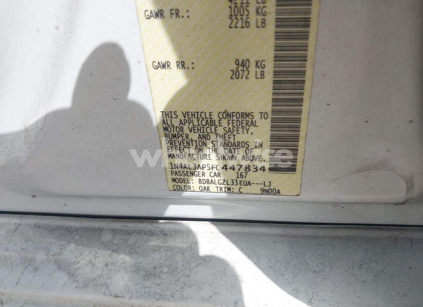 Photo 9 of 2015 Nissan Altima 2.5 S (VIN 1N4AL3AP5FC447834)