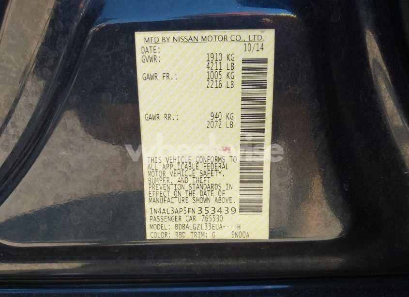 Photo 9 of 2015 Nissan Altima 2.5 S (VIN 1N4AL3AP5FN353439)