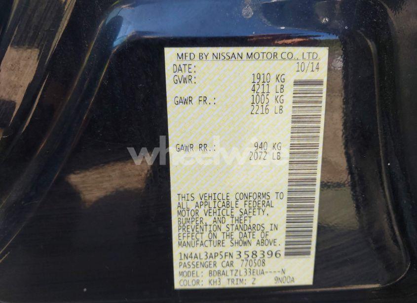 Photo 9 of 2015 Nissan Altima 2.5 SL (VIN 1N4AL3AP5FN358396)