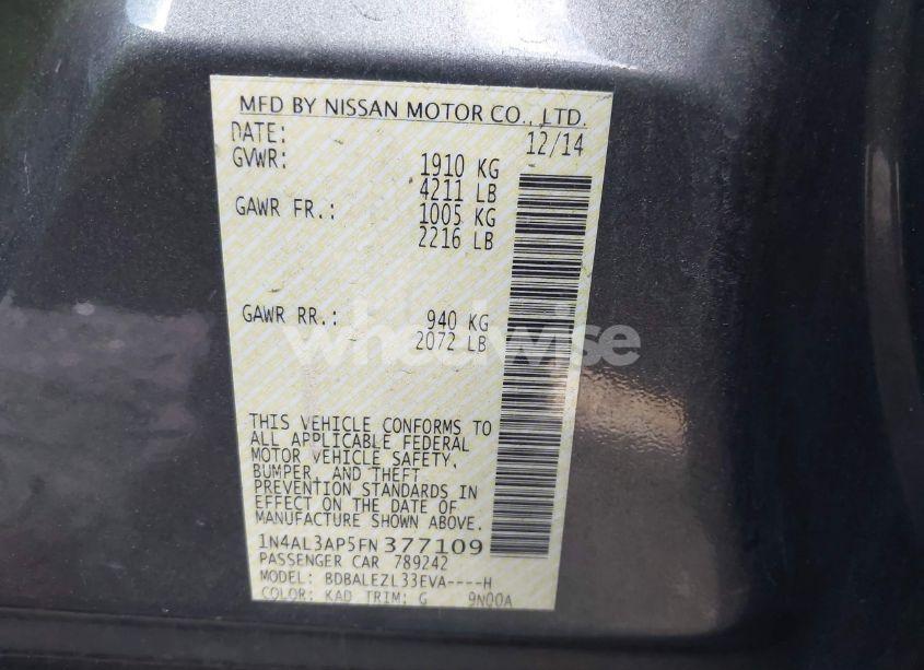 Photo 9 of 2015 Nissan Altima 2.5 S (VIN 1N4AL3AP5FN377109)