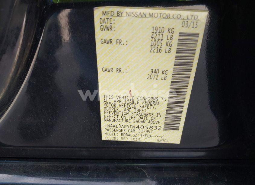 Photo 9 of 2015 Nissan Altima 2.5 S (VIN 1N4AL3AP5FN405832)