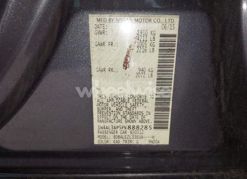 Photo 9 of 2015 Nissan Altima 2.5 S (VIN 1N4AL3AP5FN888285)