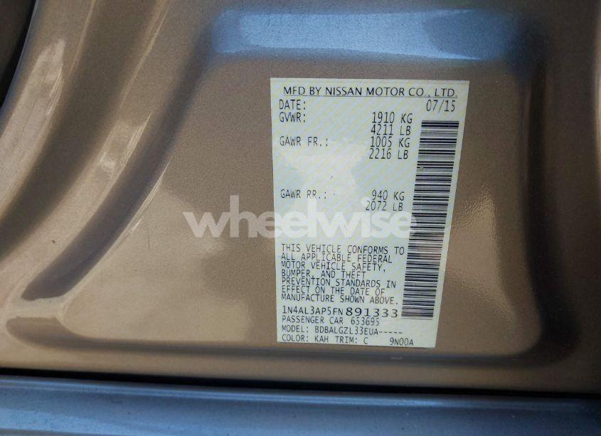 Photo 9 of 2015 Nissan Altima 2.5/2.5 S/2.5 SL/2.5 SV (VIN 1N4AL3AP5FN891333)