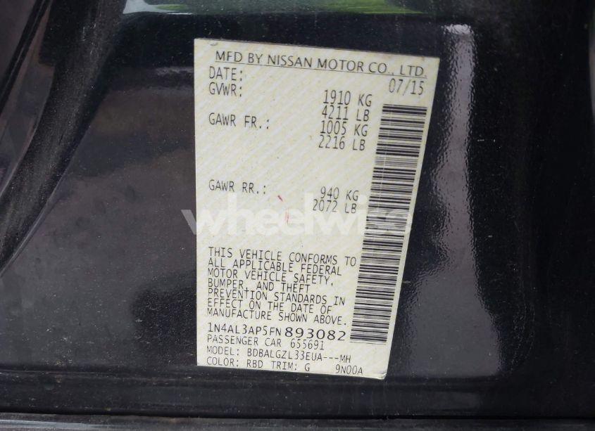 Photo 9 of 2015 Nissan Altima 2.5 S (VIN 1N4AL3AP5FN893082)