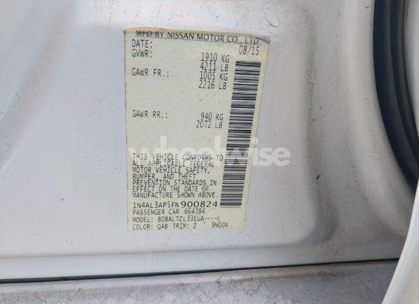 Photo 9 of 2015 Nissan Altima 2.5 SL (VIN 1N4AL3AP5FN900824)