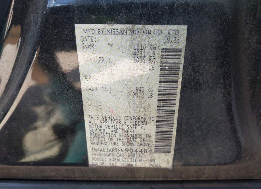 Photo 9 of 2015 Nissan Altima 2.5 S (VIN 1N4AL3AP5FN904484)