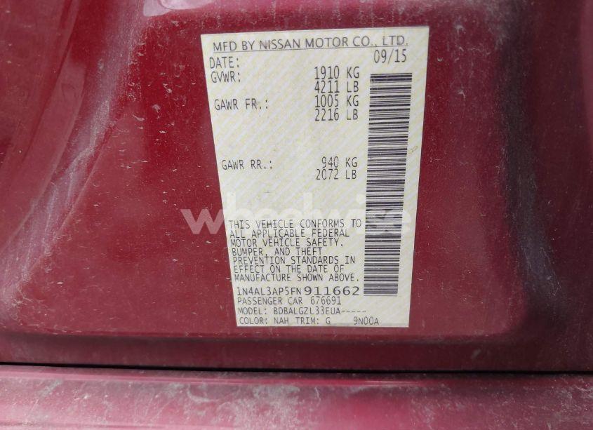 Photo 9 of 2015 Nissan Altima 2.5 S (VIN 1N4AL3AP5FN911662)