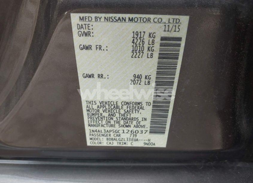 Photo 9 of 2016 Nissan Altima 2.5 S (VIN 1N4AL3AP5GC126037)