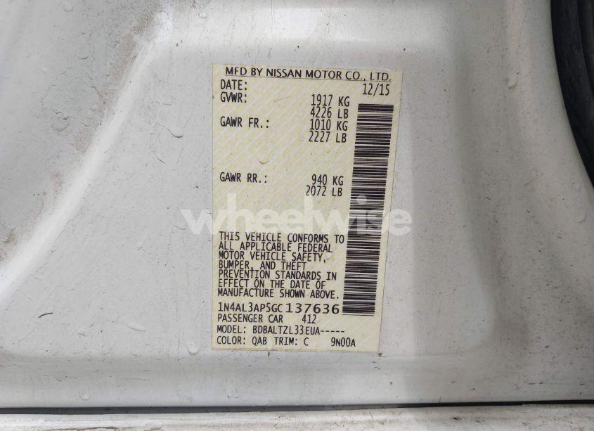 Photo 9 of 2016 Nissan Altima 2.5 SL (VIN 1N4AL3AP5GC137636)