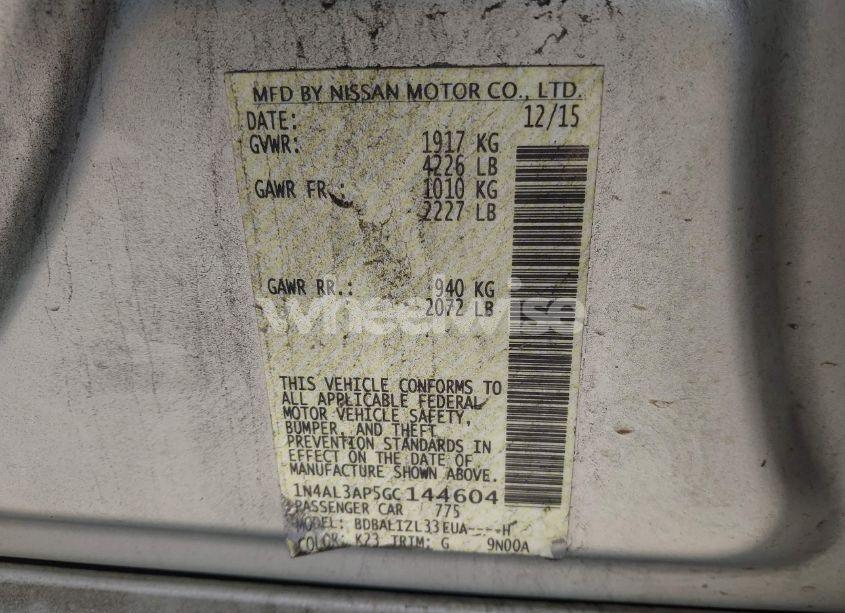 Photo 9 of 2016 Nissan Altima 2.5 SV (VIN 1N4AL3AP5GC144604)