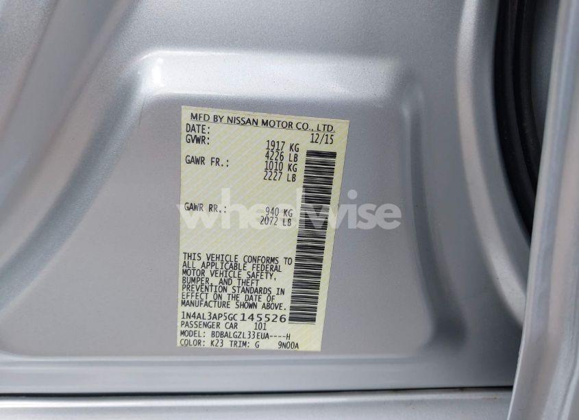 Photo 9 of 2016 Nissan Altima 2.5 S (VIN 1N4AL3AP5GC145526)