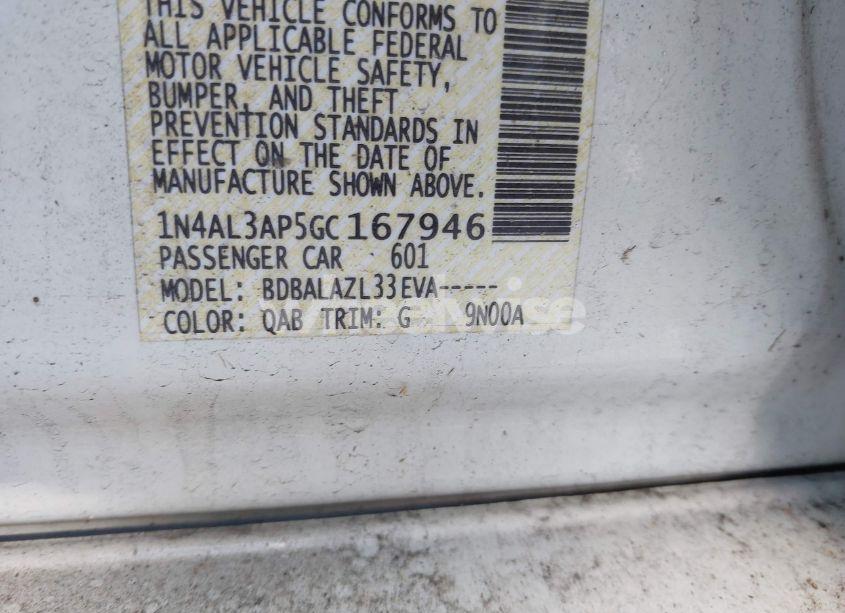 Photo 9 of 2016 Nissan Altima 2.5/2.5 S/2.5 SL/2.5 SR/2.5 SV (VIN 1N4AL3AP5GC167946)