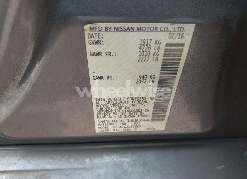 Photo 9 of 2016 Nissan Altima 2.5/2.5 S/2.5 SL/2.5 SR/2.5 SV (VIN 1N4AL3AP5GC169244)