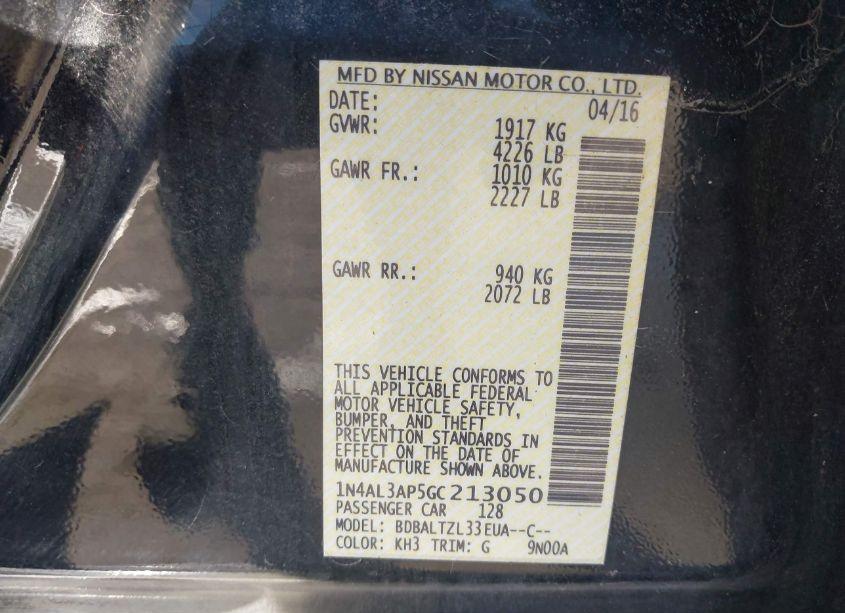 Photo 9 of 2016 Nissan Altima 2.5 SL (VIN 1N4AL3AP5GC213050)