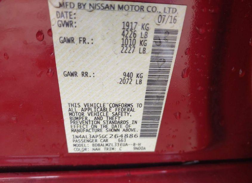 Photo 9 of 2016 Nissan Altima 2.5 SV (VIN 1N4AL3AP5GC264886)