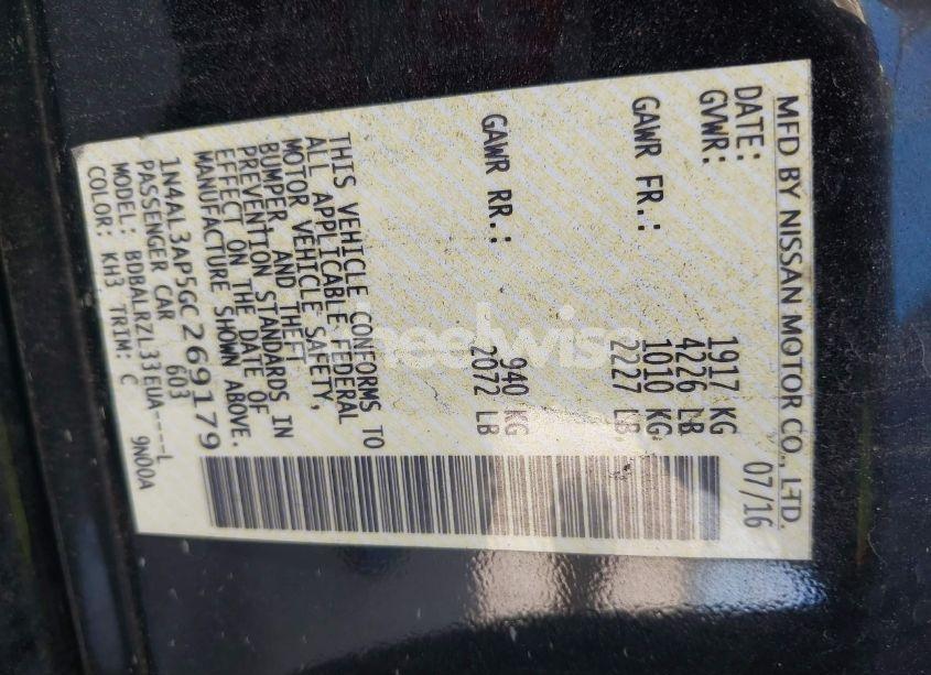 Photo 9 of 2016 Nissan Altima 2.5 SL (VIN 1N4AL3AP5GC269179)